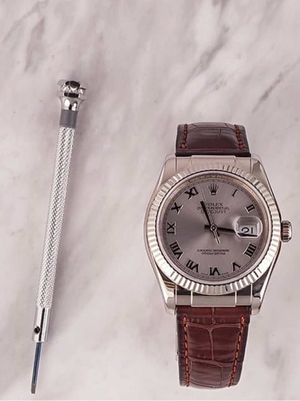 NWT/40 MM] ROLEX BROWN ALLIGATOR GENUINE LEATHER STRAP (ONLY)‼️
